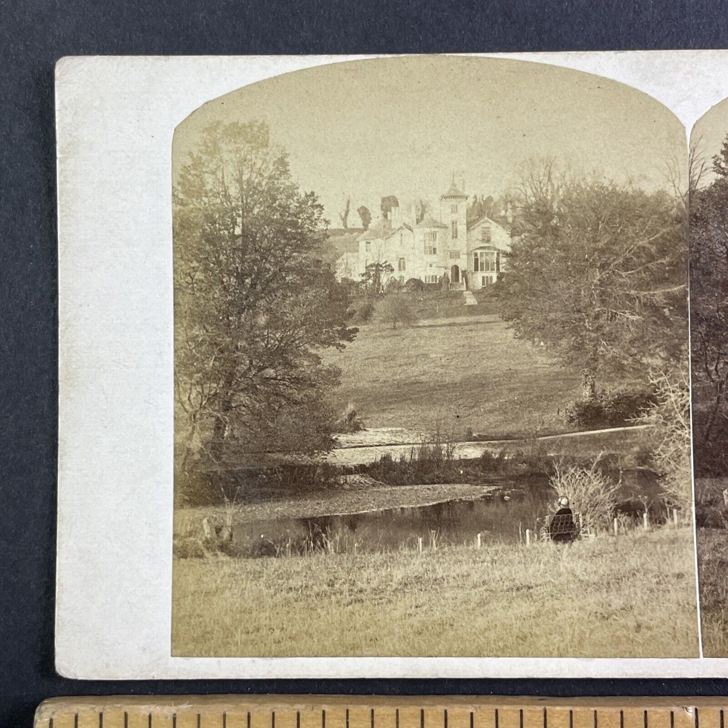 St Valerie House Bray Ireland Stereoview Dargle River Antique c1865 X3285