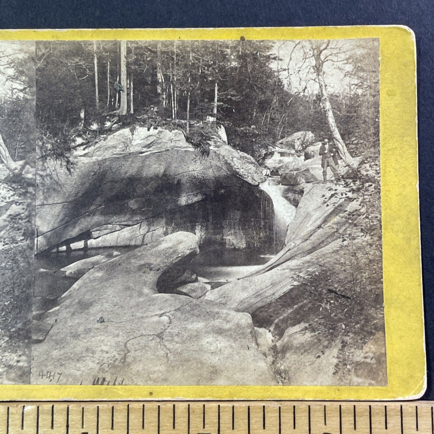 Civil War War Union Soldier In Franconia Notch NH Stereoview Antique c1865 X1203