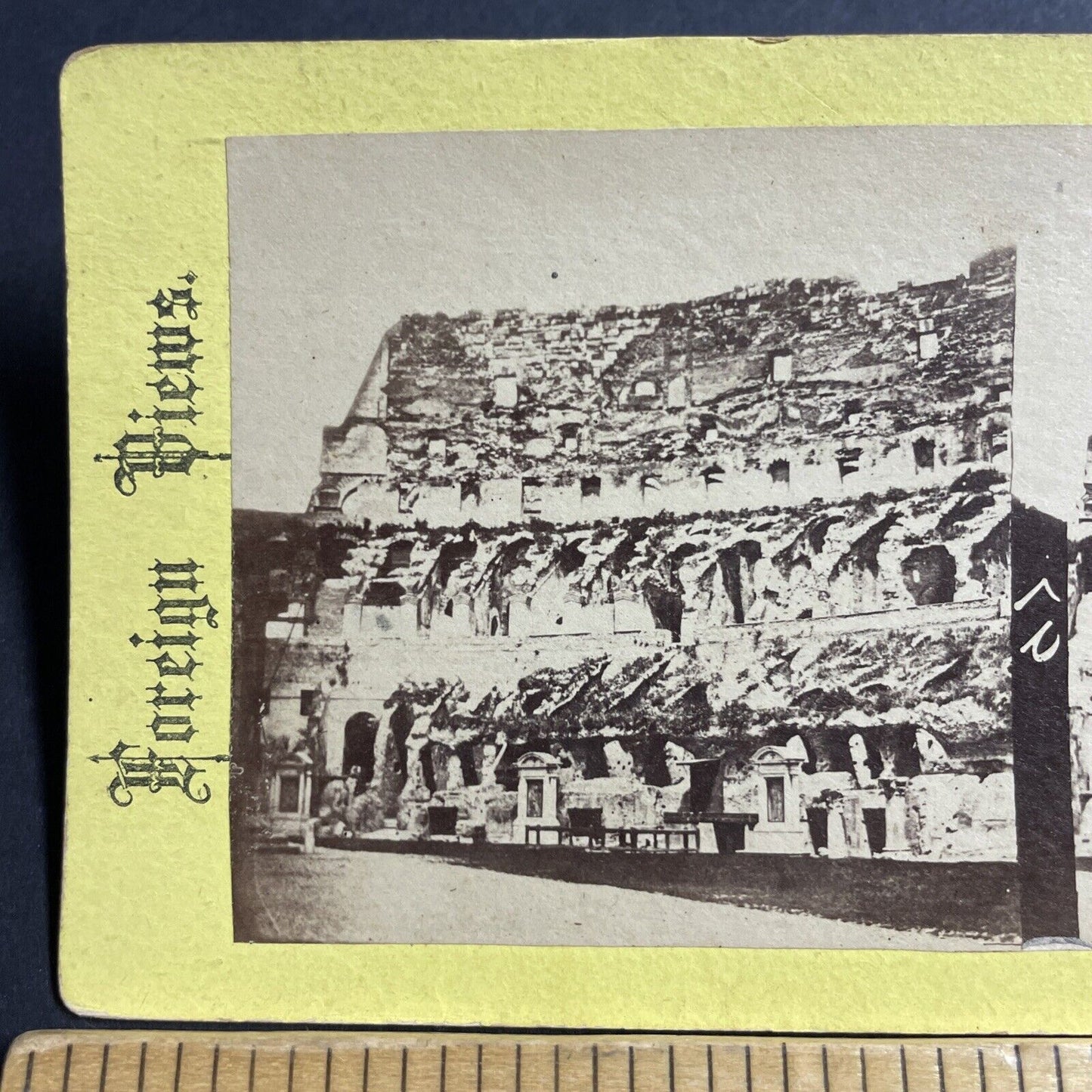 Antique 1870s Inside The Colosseum Rome Italy Stereoview Photo Card P5064