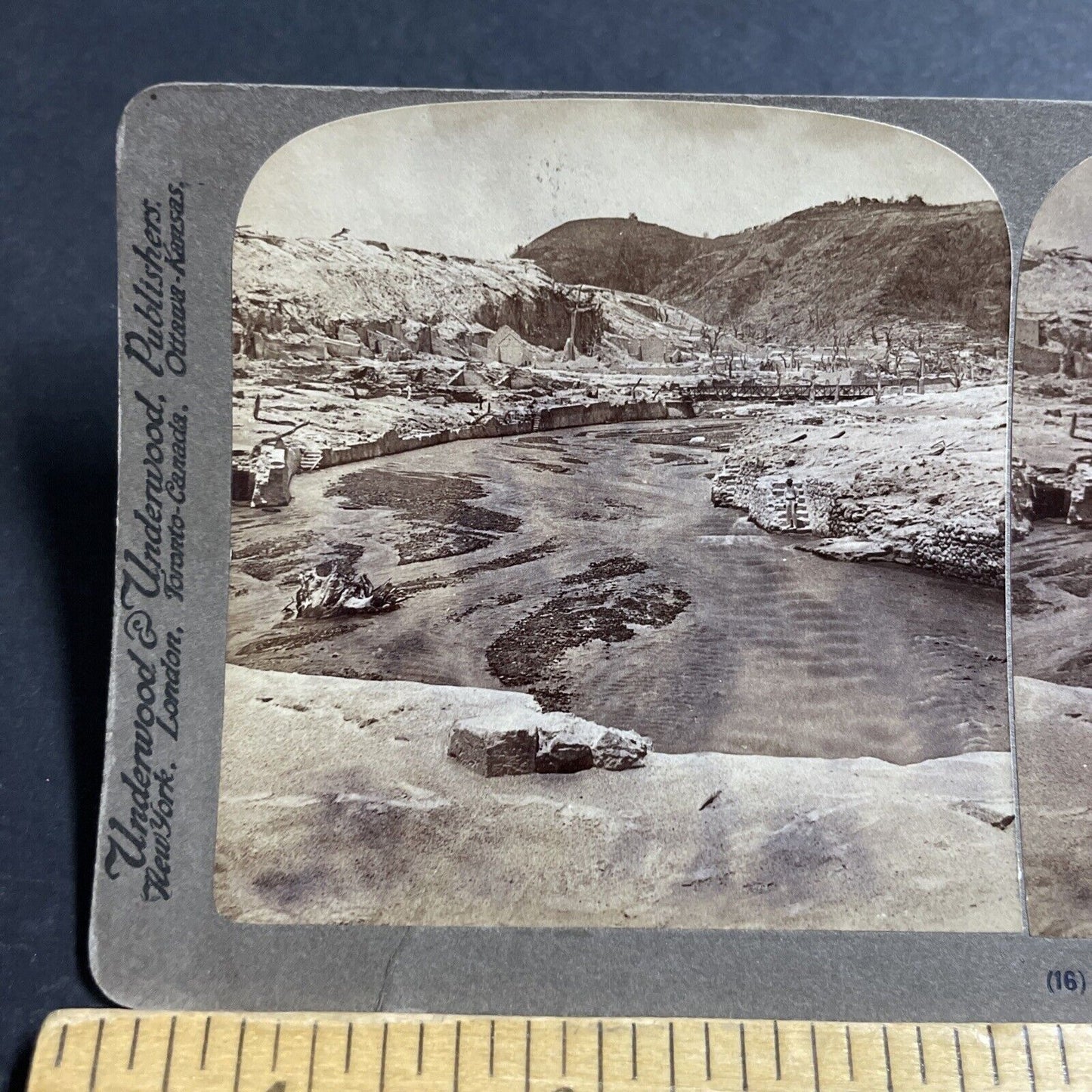 Antique 1902 Lava Flow Of Mount Pelee Martinique Stereoview Photo Card P5566