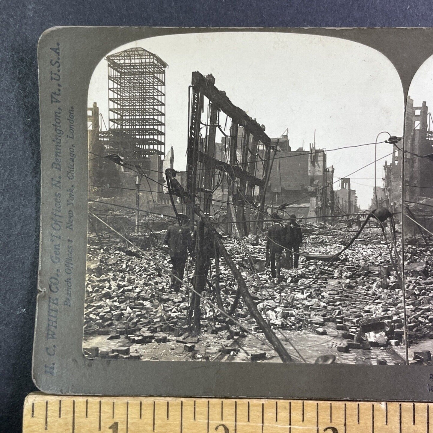 Post Street San Francisco Earthquake Disaster Stereoview Antique c1906 X1847