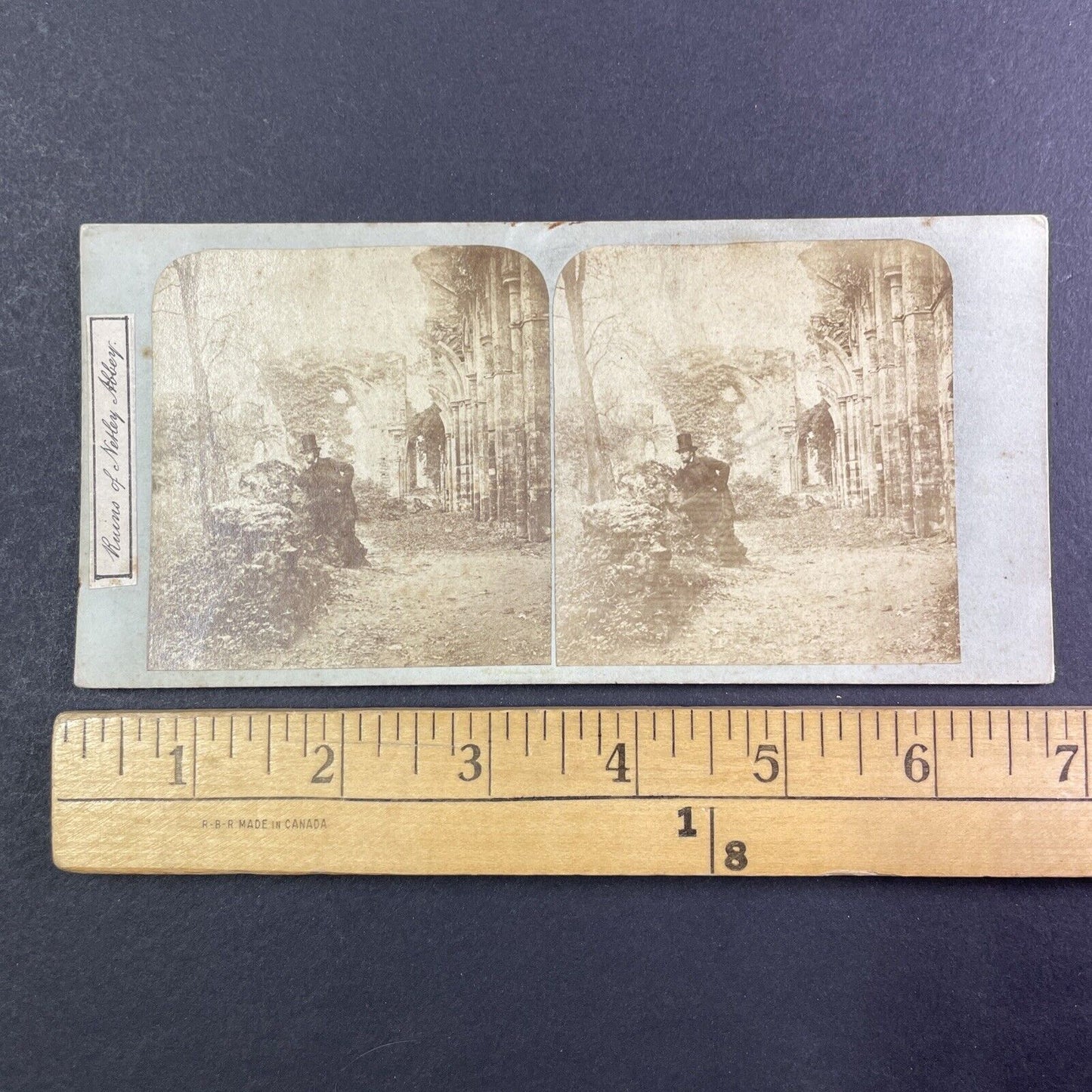 Francis Frith Self-Portrait Netley Abbey England Stereoview Antique c1853 Y1412