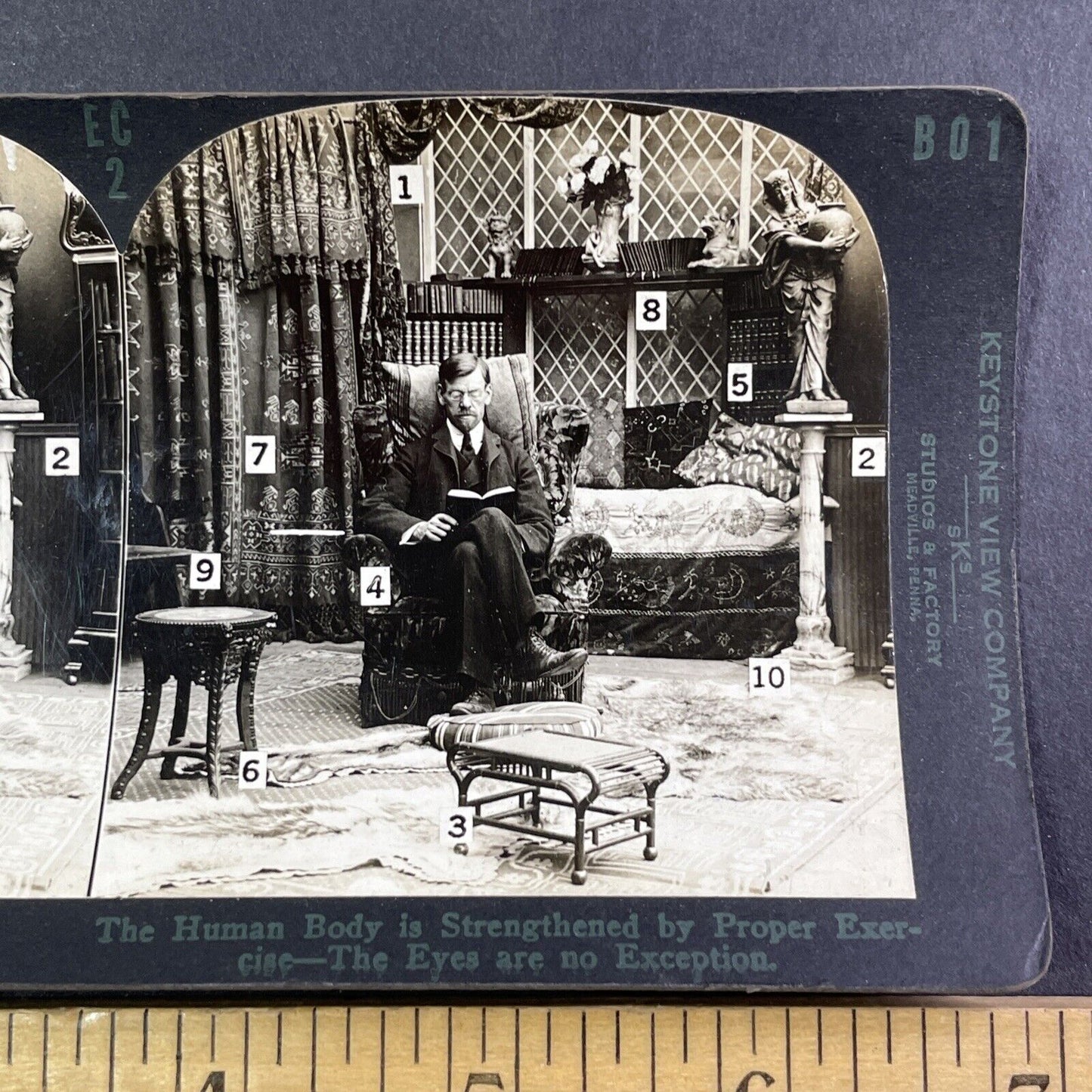 Optometrist Medical Eye Strength Training Stereoview Antique c1920s X1884