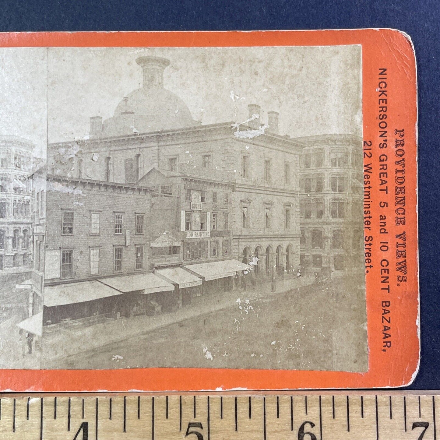 USPS Post Office Stereoview Providence Rhode Island Antique c1878 X1330