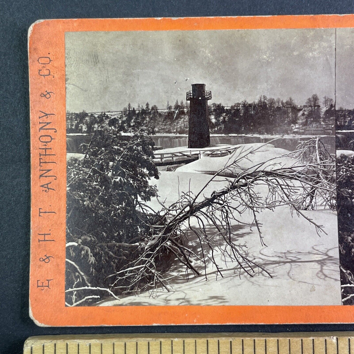 Terrapin Tower Niagara Falls NY Stereoview E & HT Anthony Antique c1870s X1928