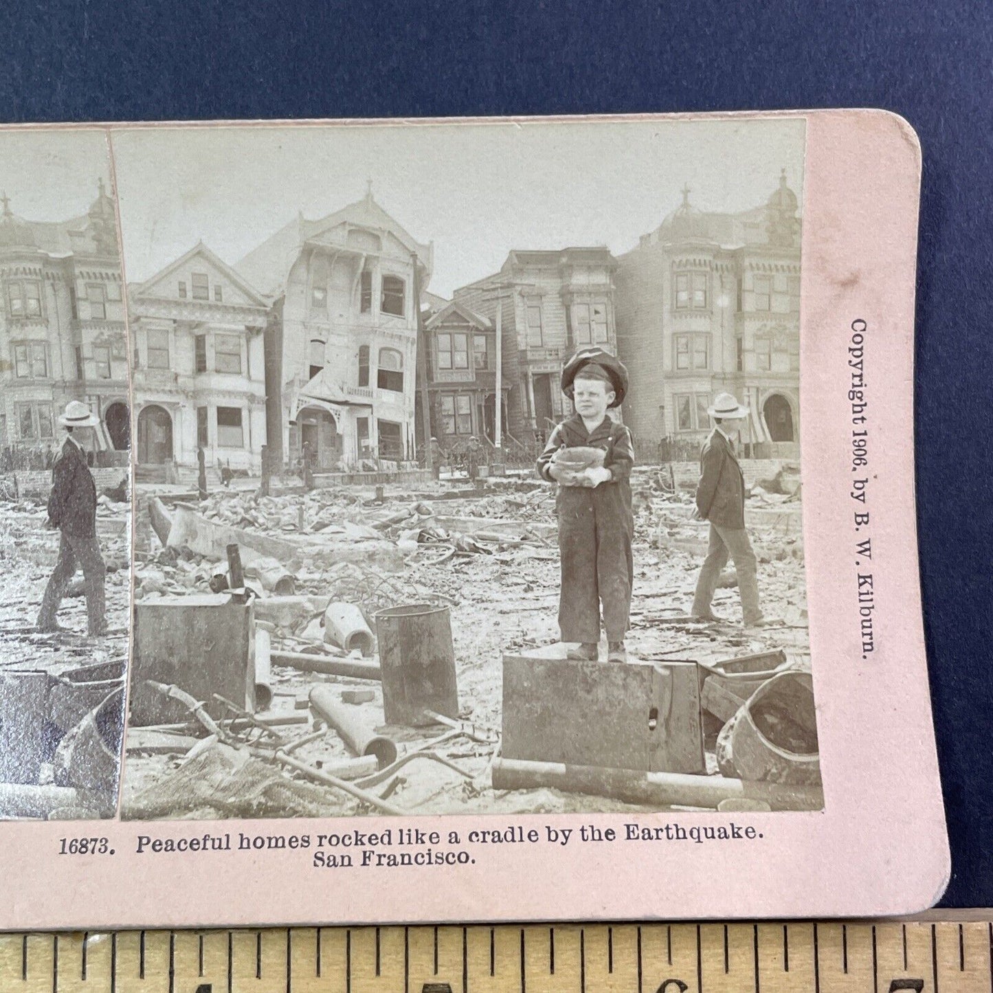 San Francisco Earthquake Houses Disaster Stereoview Photo Card Antique 1906 X802