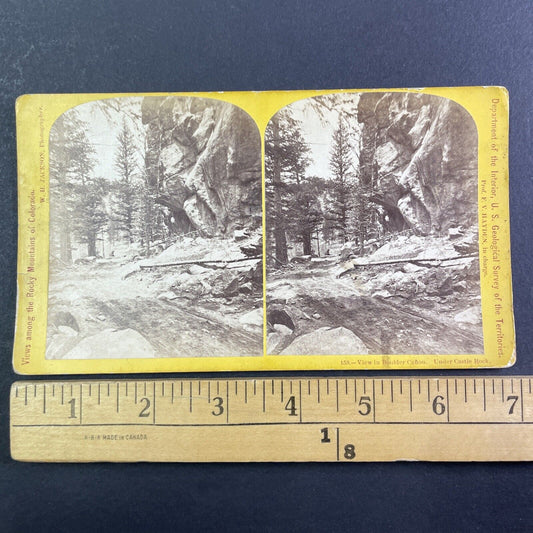 W.H. Jackson Hayden Geological Survey Stereoview Boulder Canyon CO c1872 X3636