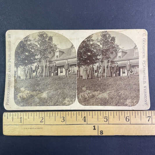 C.E. Goodrich Self-Portrait at House Plainfield Vermont Stereoview c1880 X1933