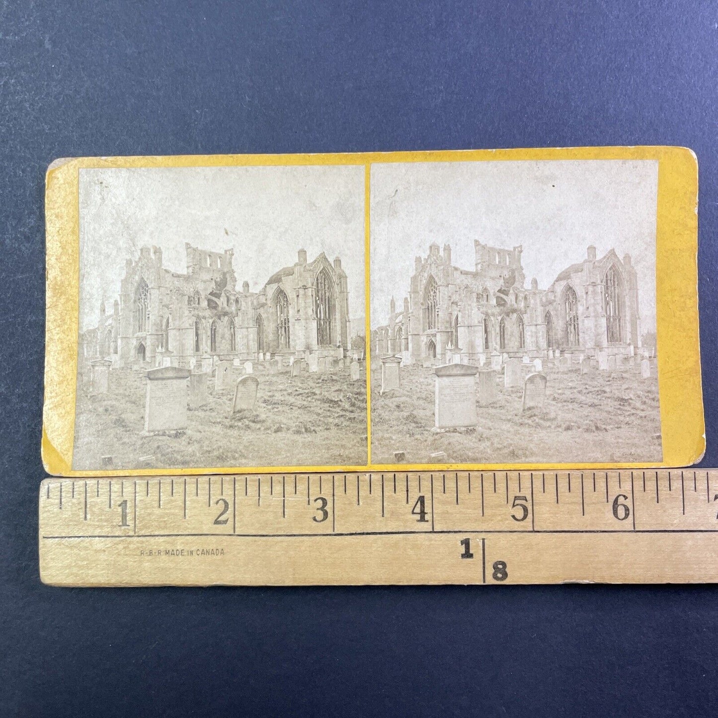 Melrose Abbey Graveyard Scotland Stereoview Church Ruins Antique c1872 X1912