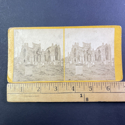 Melrose Abbey Graveyard Scotland Stereoview Church Ruins Antique c1872 X1912