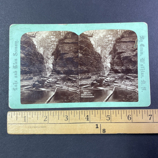 Watkins Glen Elfin Gorge New York Stereoview R.D. Crum Antique c1870s Y1766