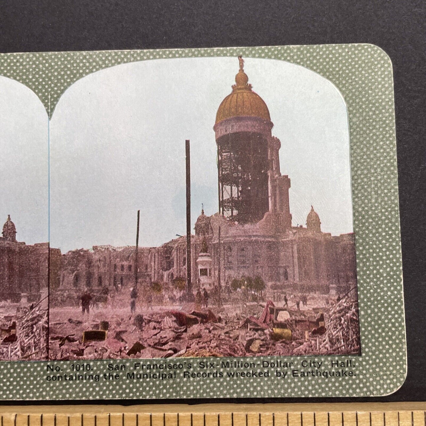 Antique 1910s San Francisco Earthquake City Hall Stereoview Photo Card 2300-10