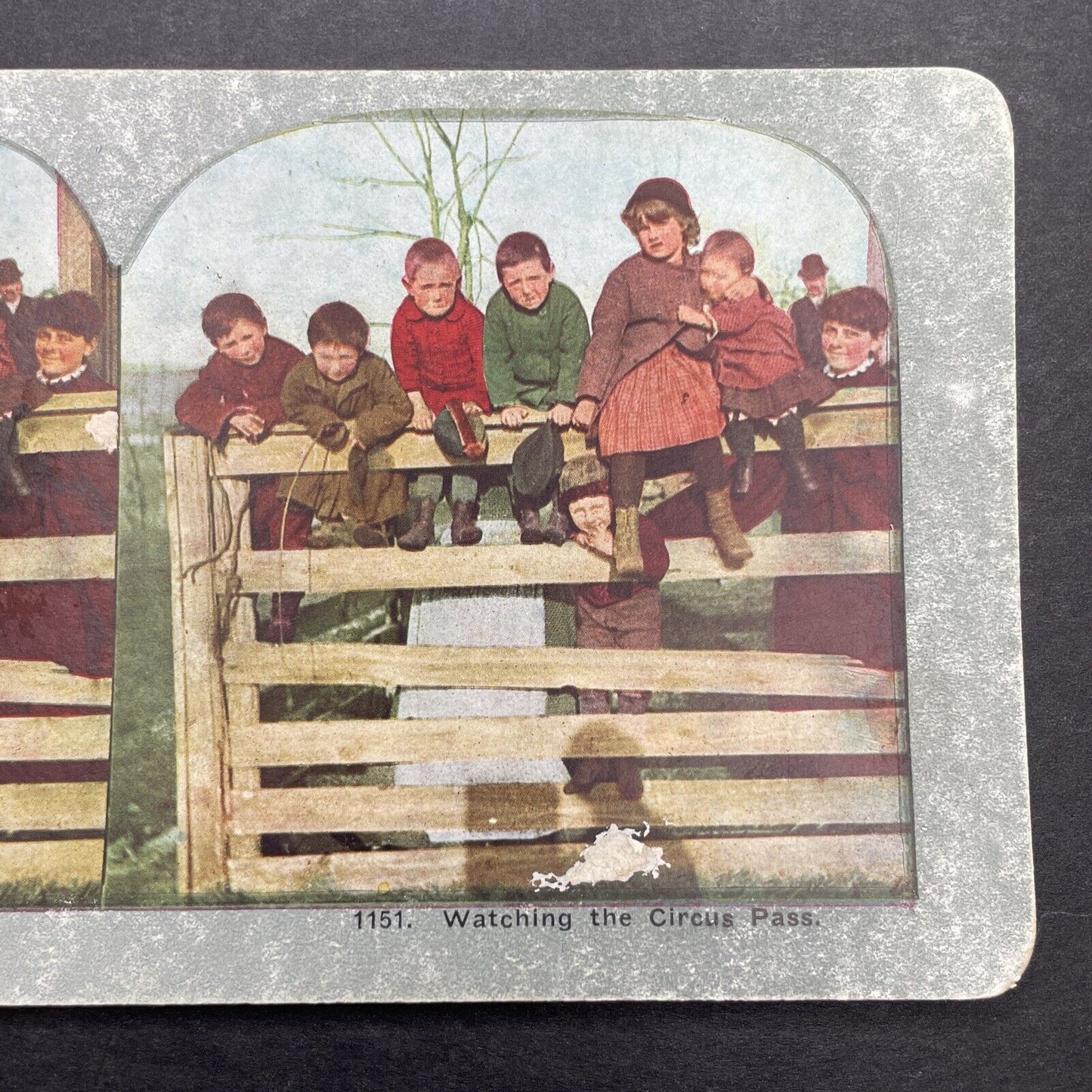 Antique 1898 Children Watching The Circus Stereoview Photo Card P580-049