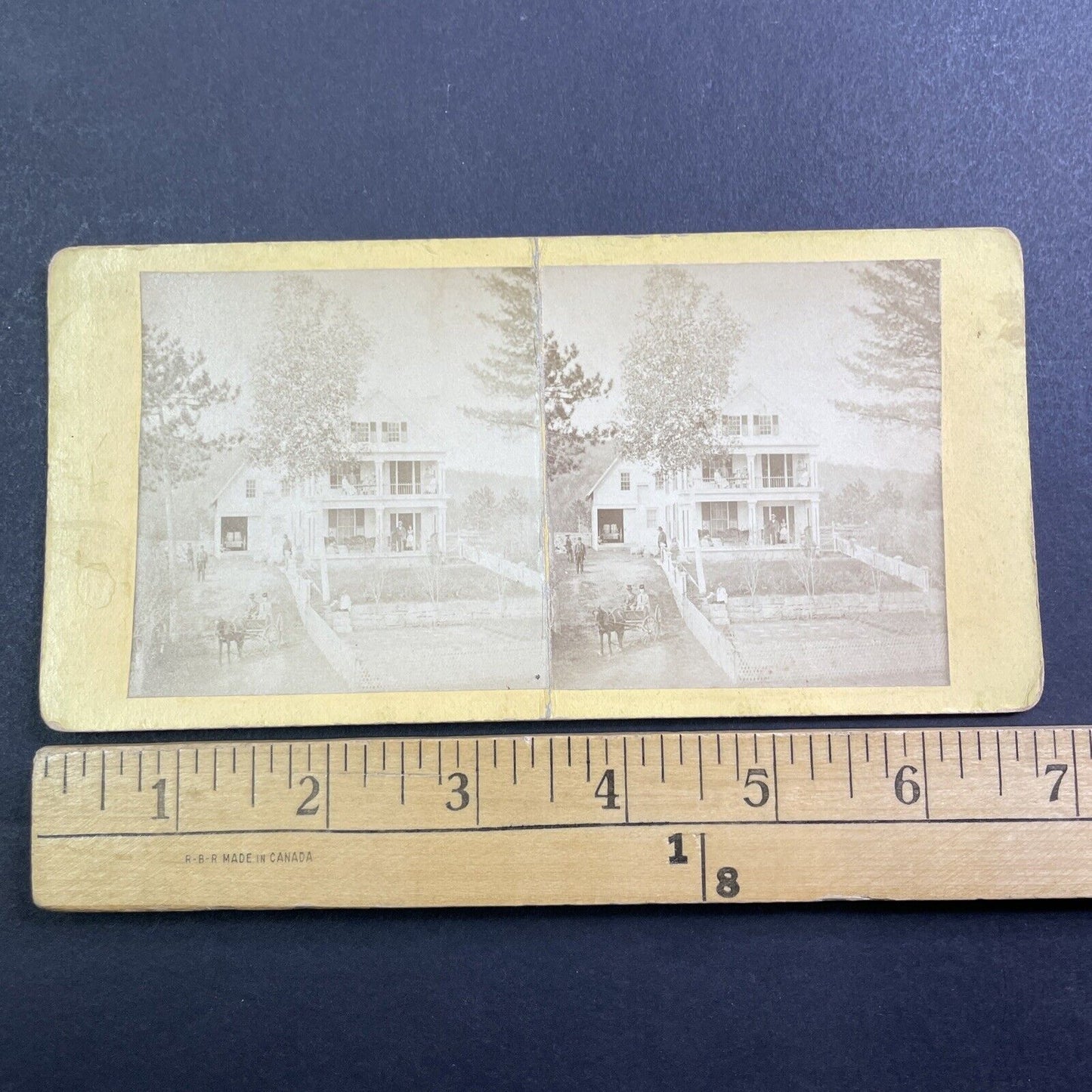 Unknown Two-Story Victorian House Home Stereoview Antique c1870 X4054 *DAMAGED*