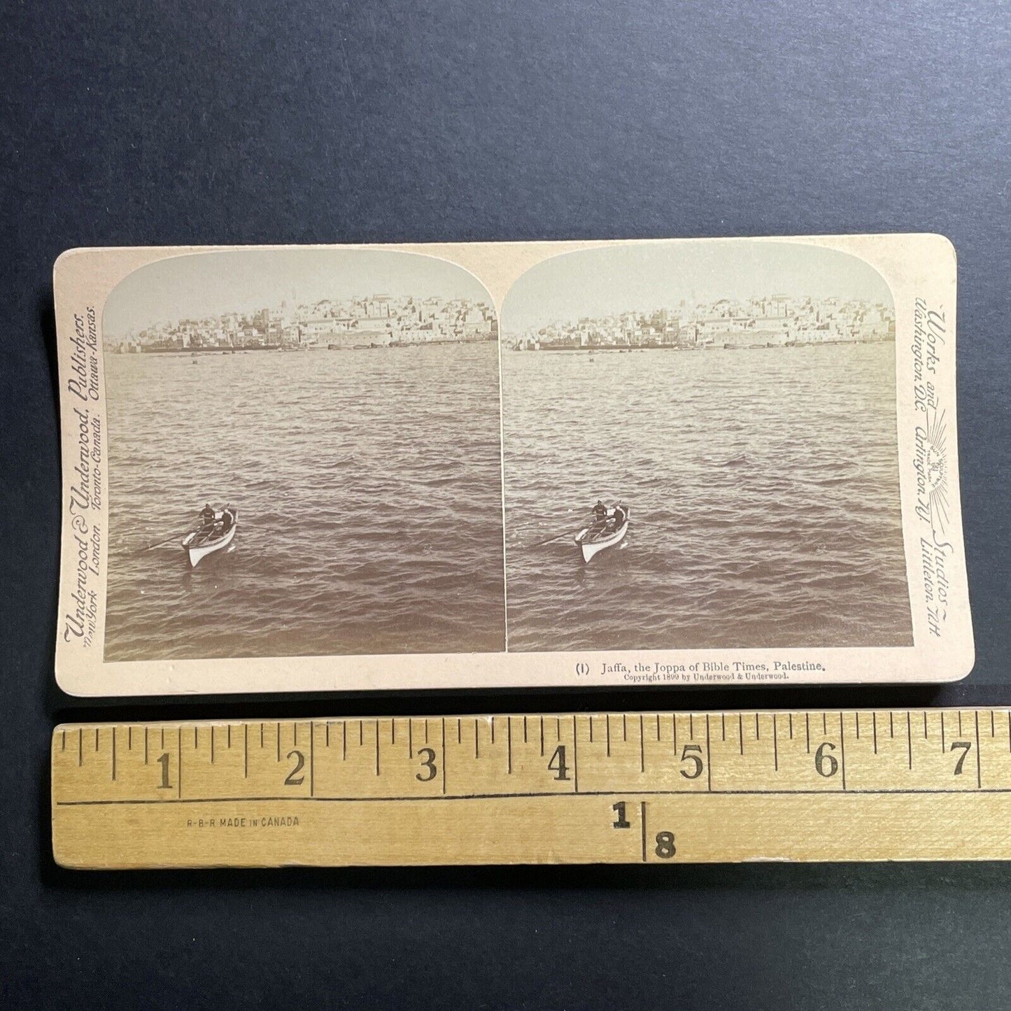 Antique 1899 Fisherman In Jaffa Israel Palestine Stereoview Photo Card P1376