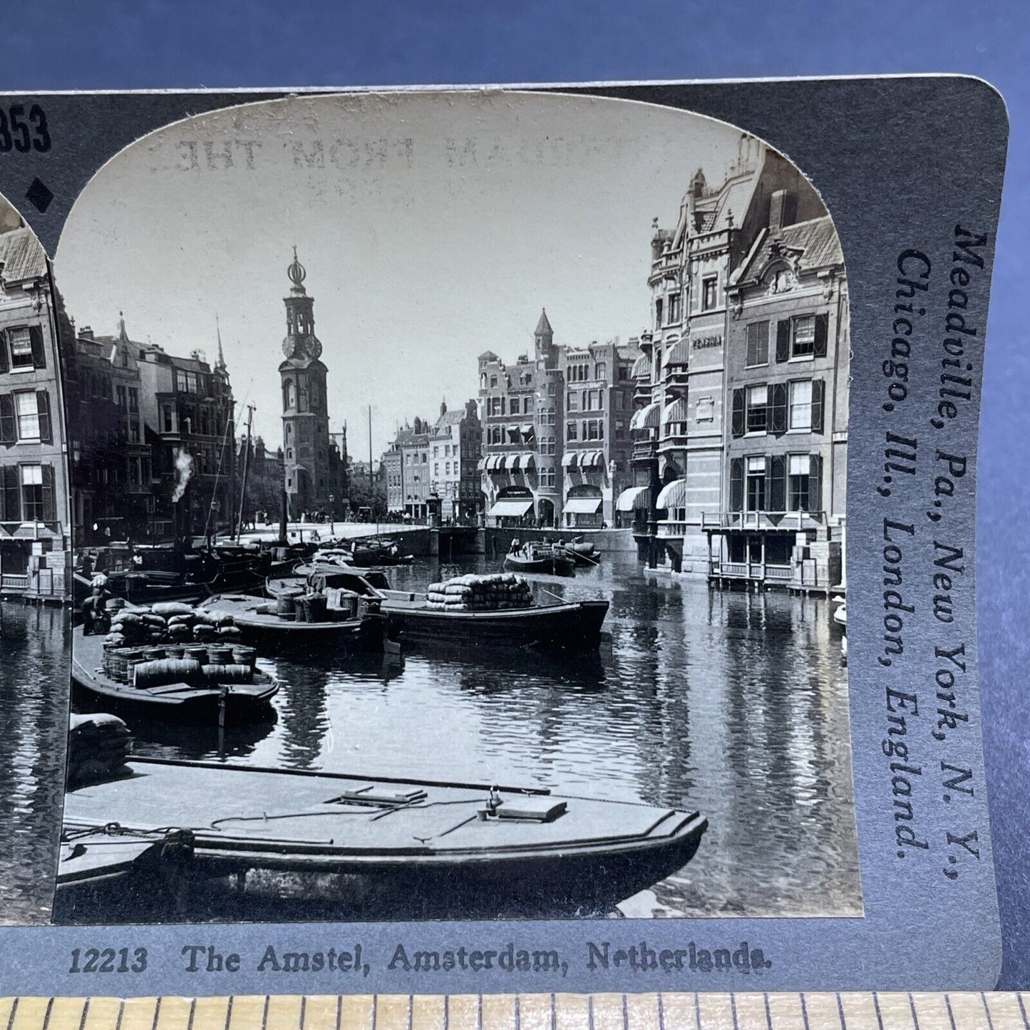 Antique 1932 Downtown Amsterdam Netherlands Holland Stereoview Photo Card P1908