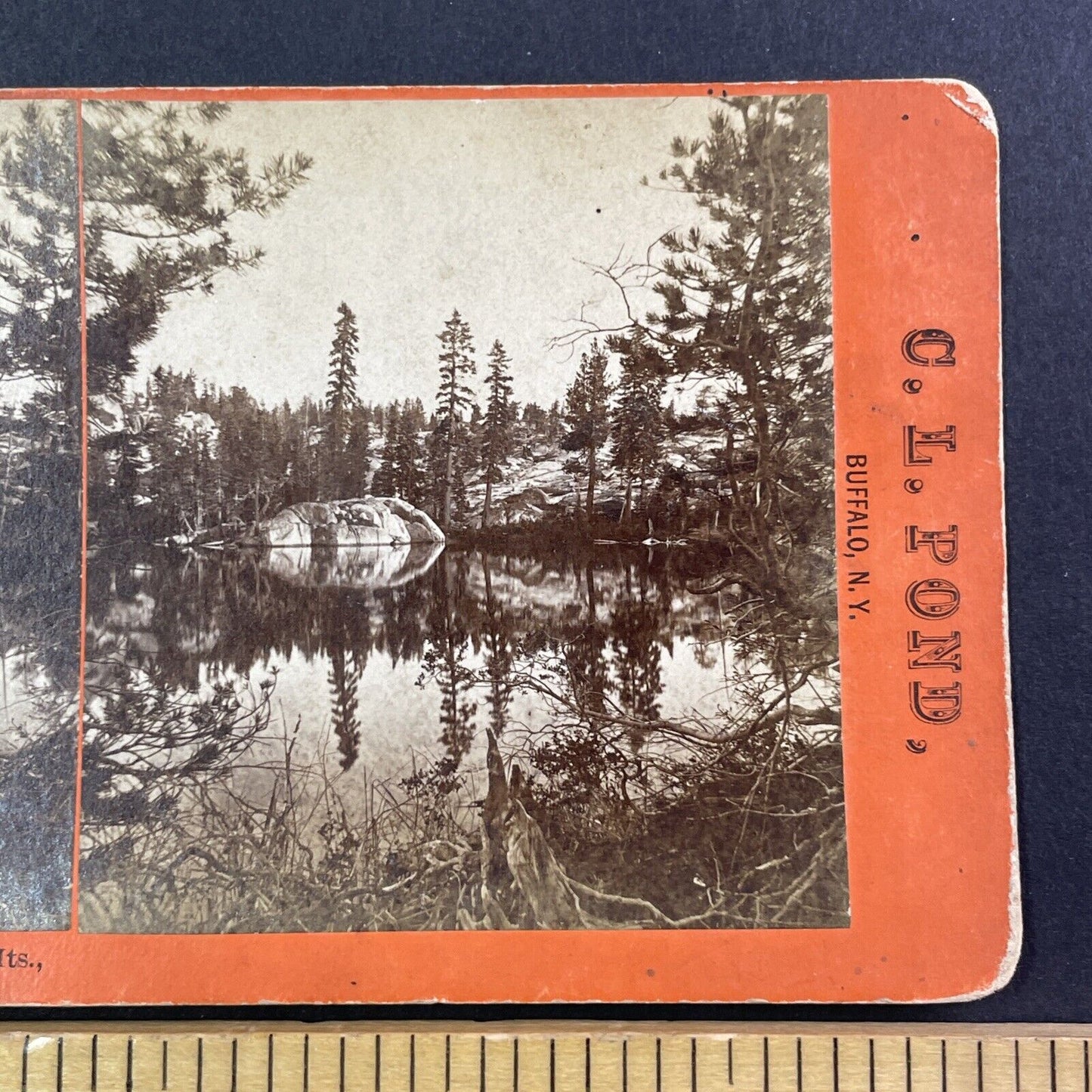 Lake Angela Donner Pass Summit Stereoview California C.L Pond Antique c1870 Y026