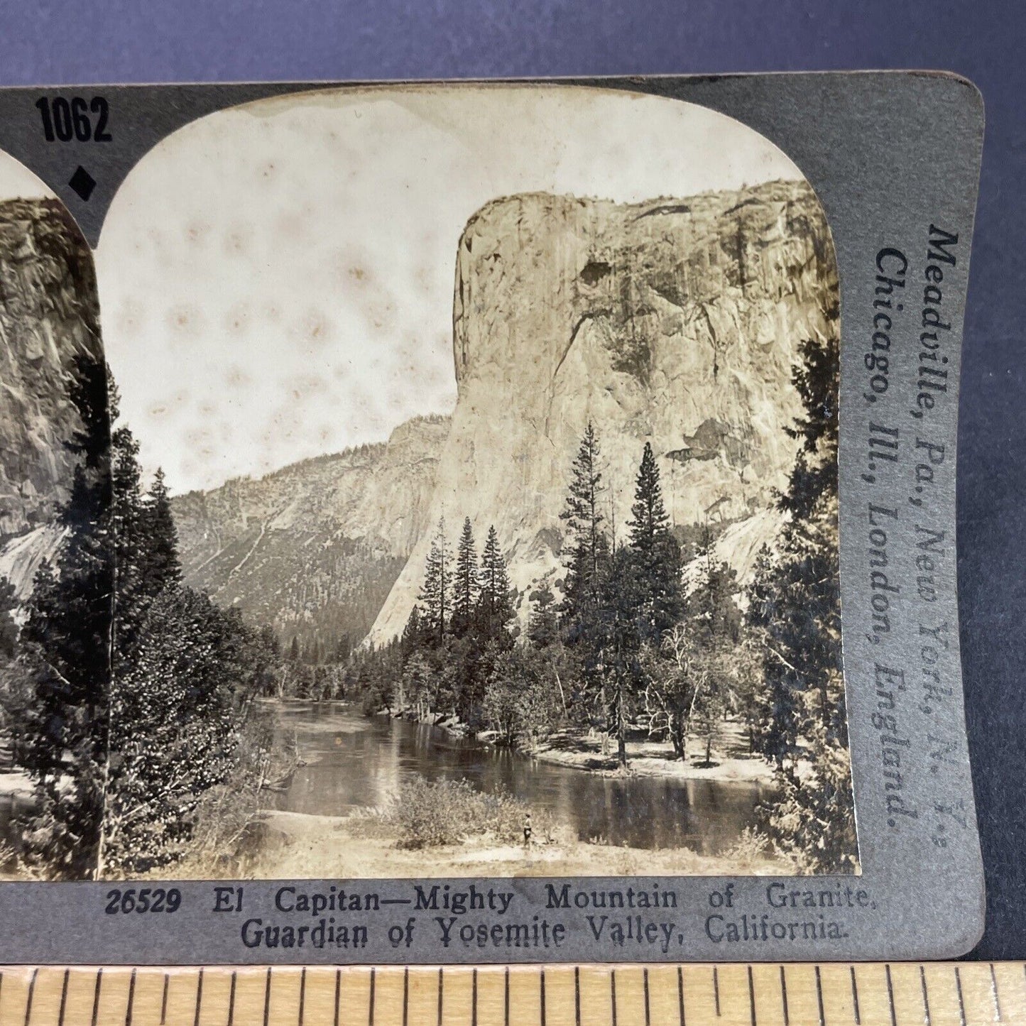 Antique 1910s El Capitan Mountain Yosemite California Stereoview Photo Card 3569