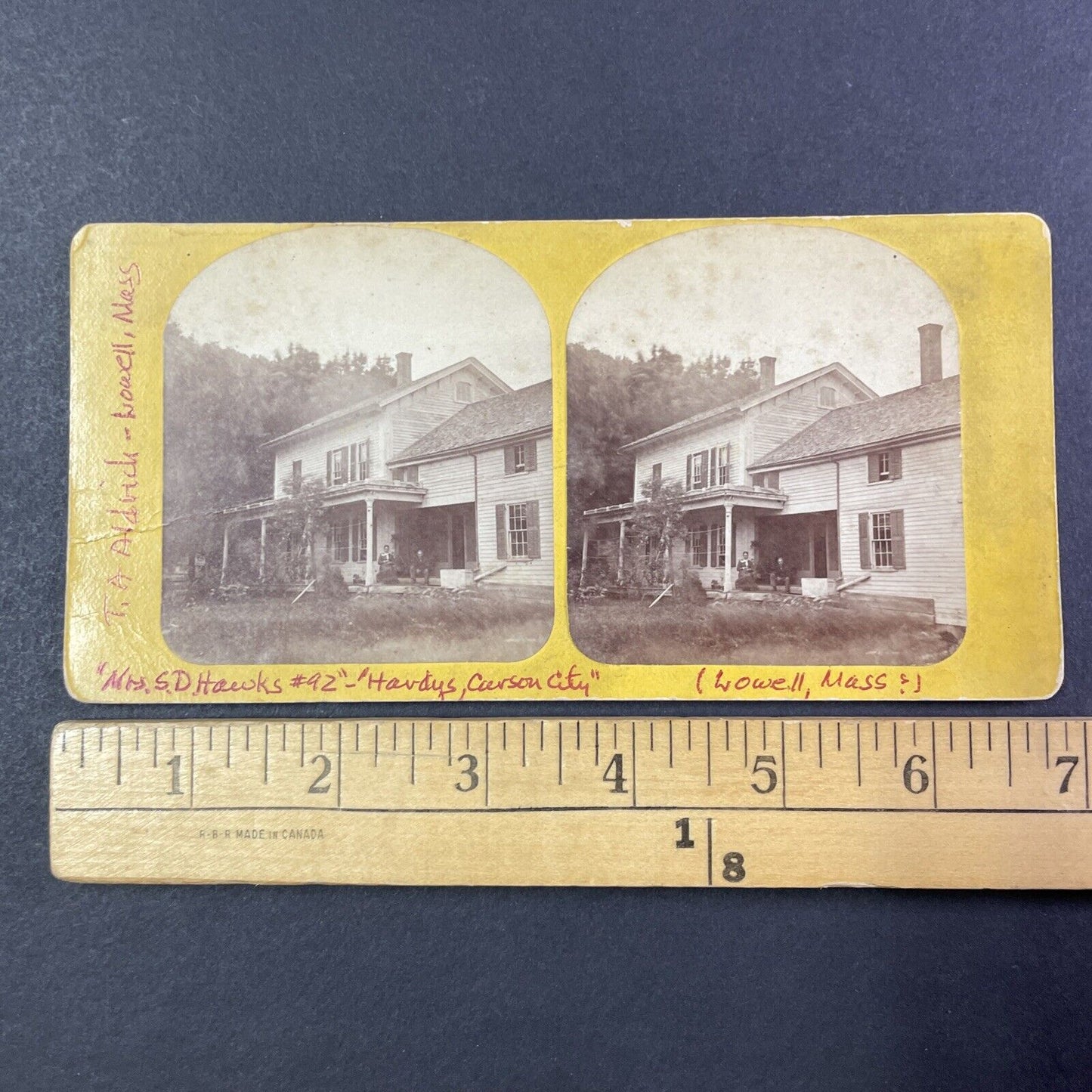 House in Lowell Massachusetts Stereoview Thaddeus A Aldrich Antique c1880s Y1756