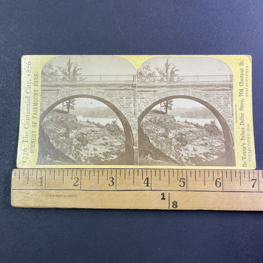 Trolly Bridge At Fairmount Park Stereoview Philadelphia Antique c1876 X1841