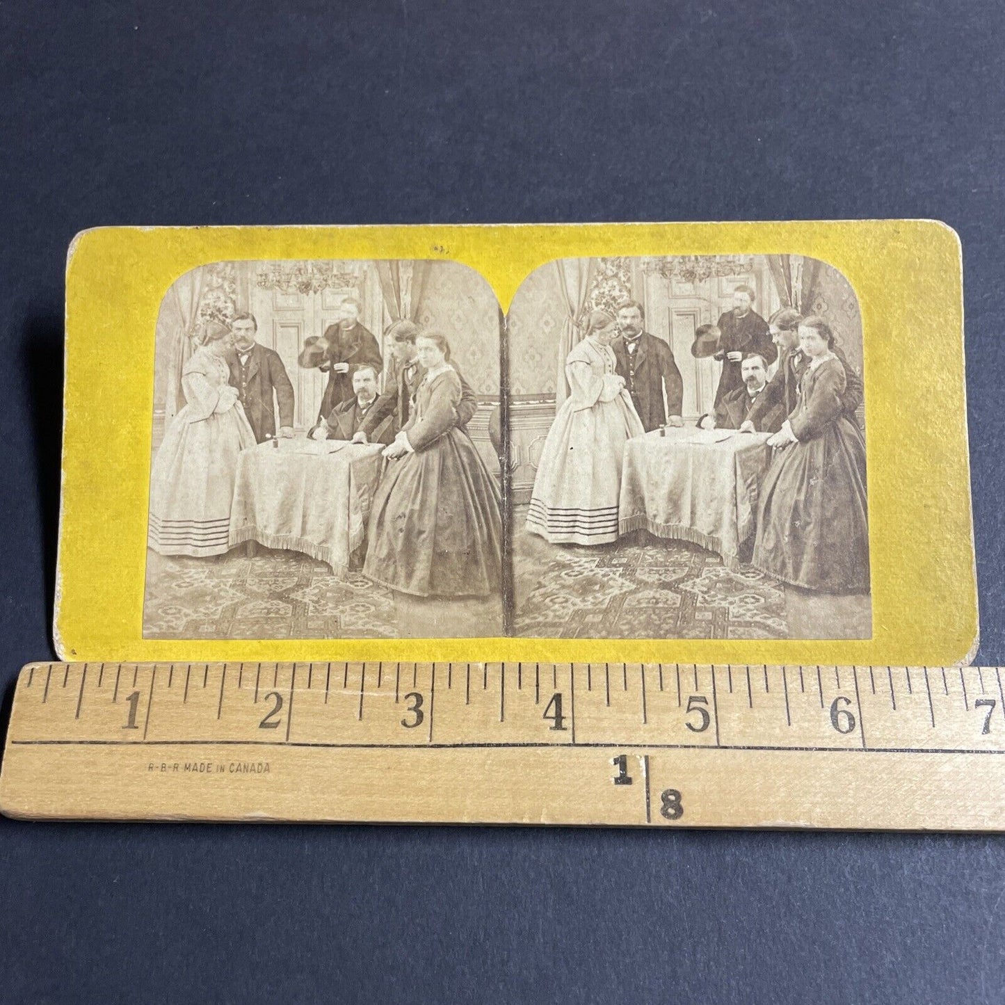 Antique 1870s US Politicians Sign A Bill Law Order Stereoview Photo Card P4726