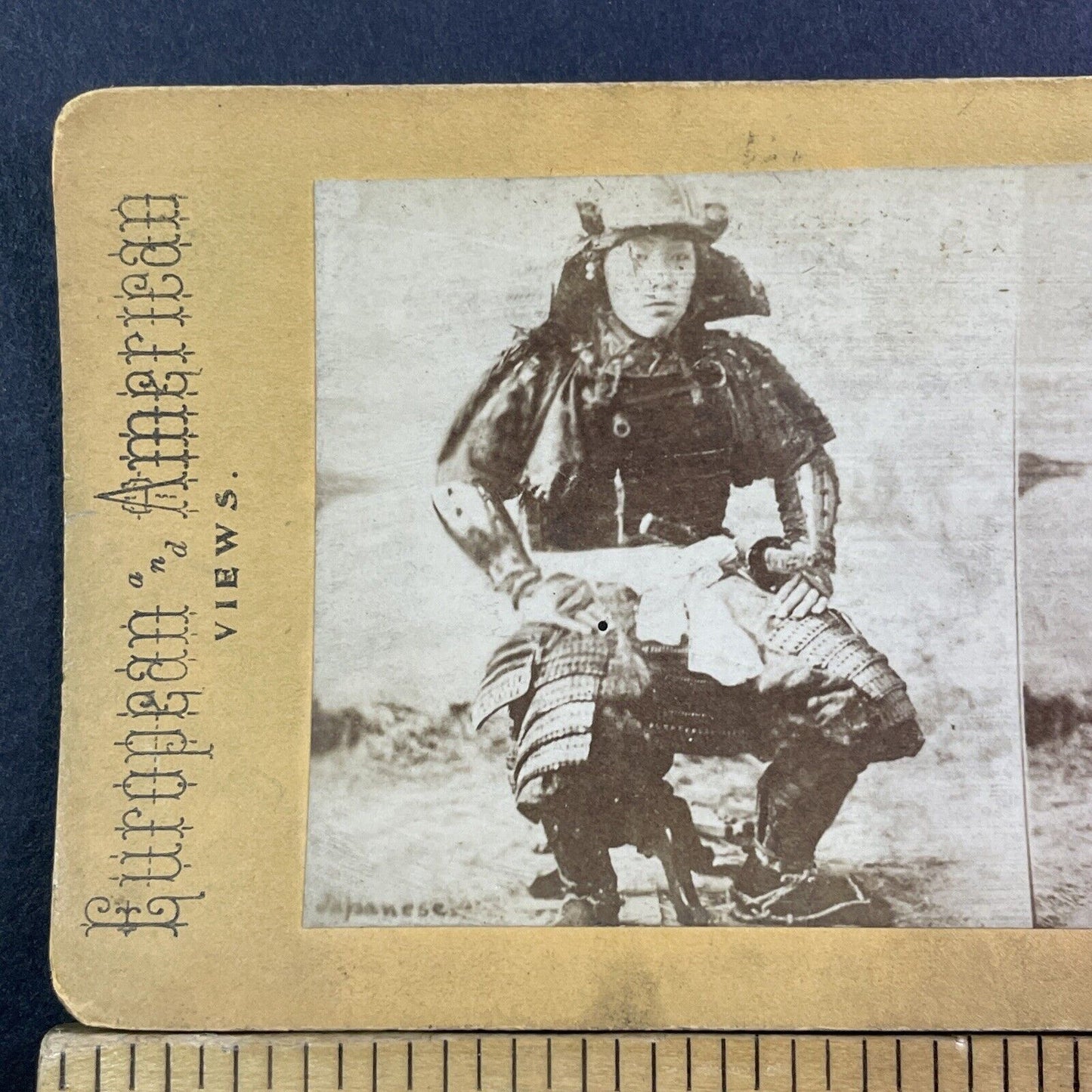 Japanese Samurai Warrior Stereoview Felice Beato Photo Antique c1870 X3106 RARE
