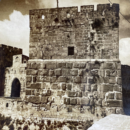 Antique 1906 Tower Of David Jerusalem Israel Stereoview Photo Card P4617