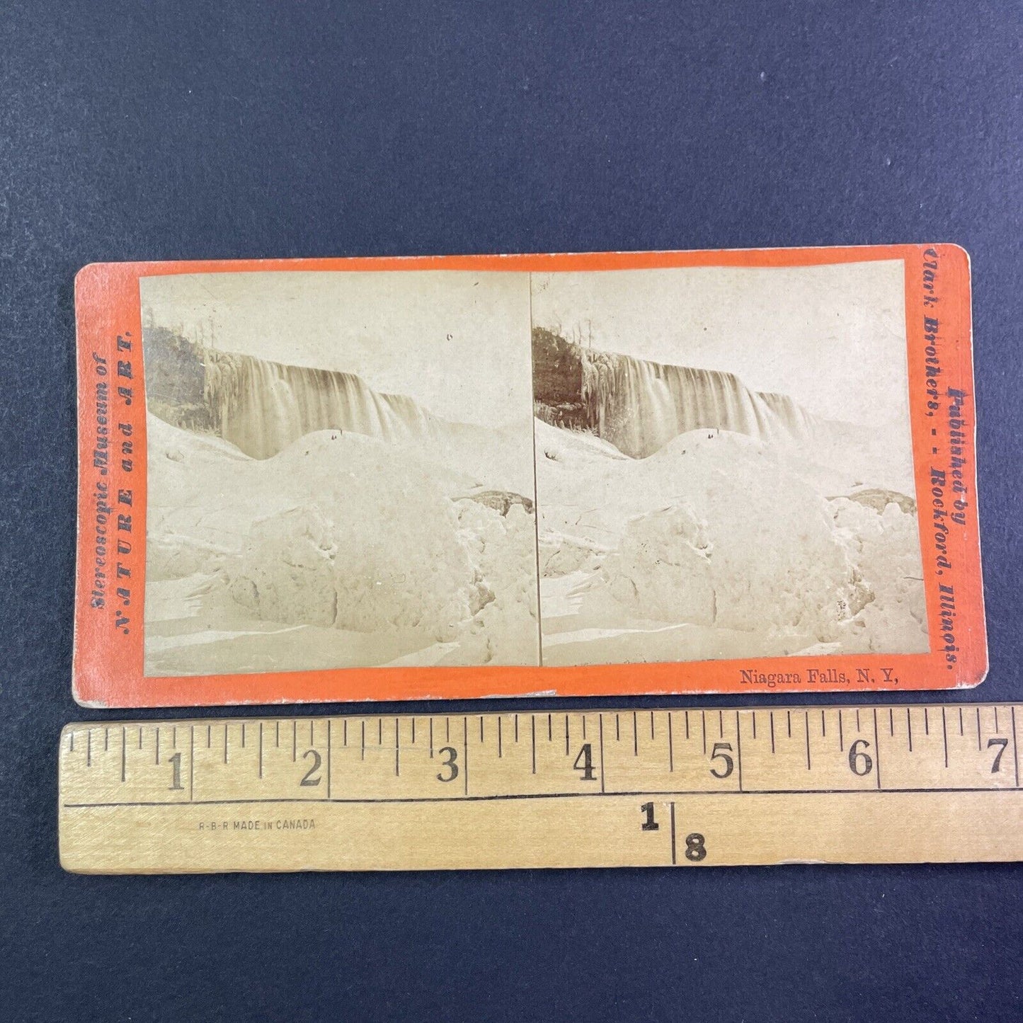 Frozen Niagara Falls Icebergs Stereoview Clark Brothers Antique c1870 Y2848