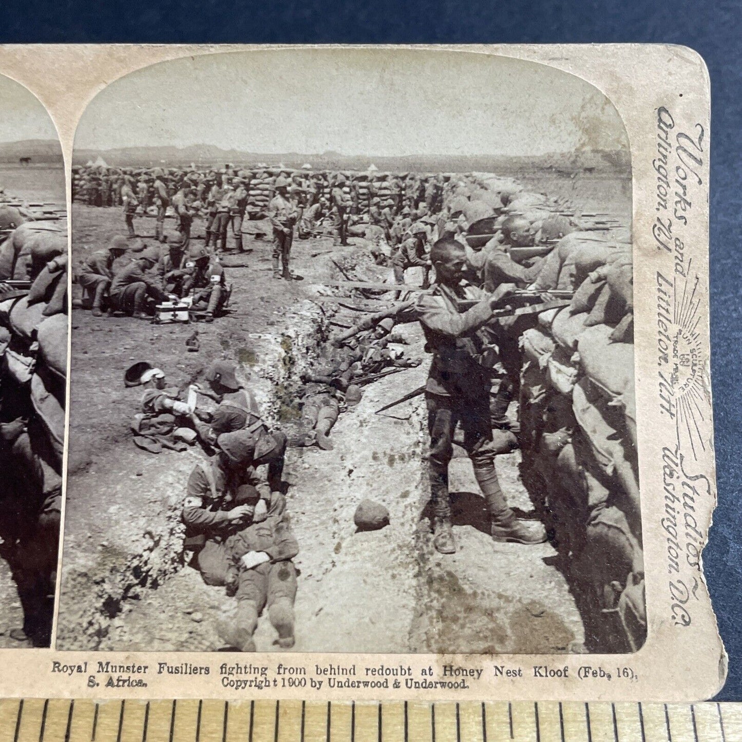 Antique 1900 Many Dead & Injured Boer War Trench Stereoview Photo Card P5573