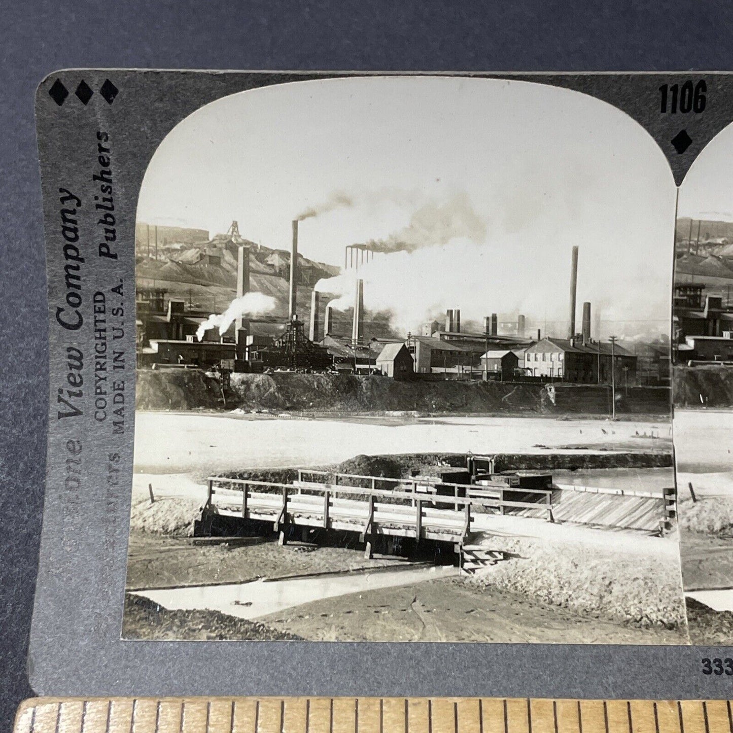 Antique 1920s Copper Mines In Butte Montana Stereoview Photo Card V2655