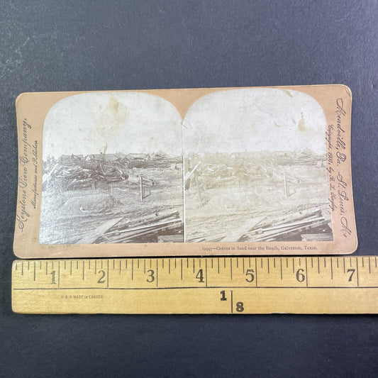 Graves & Rescue Teams Galveston Hurricane Disaster Stereoview Antique 1900 X3630