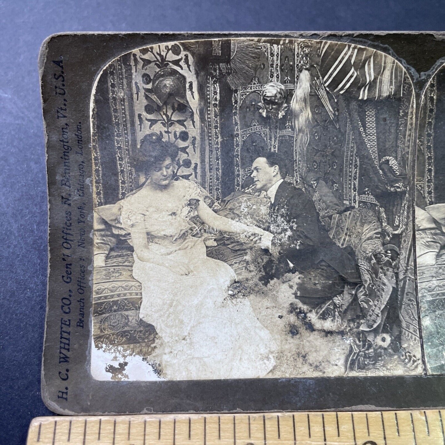 Antique 1902 Man Proposes To Woman For Marriage Stereoview Photo Card P2885