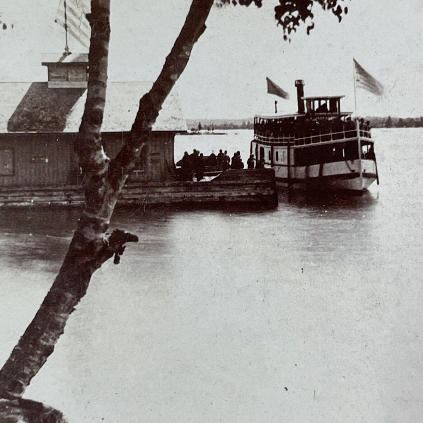 Streamship in Alexandria Bay Thousand Islands Park NY Stereoview c1890s Y2567