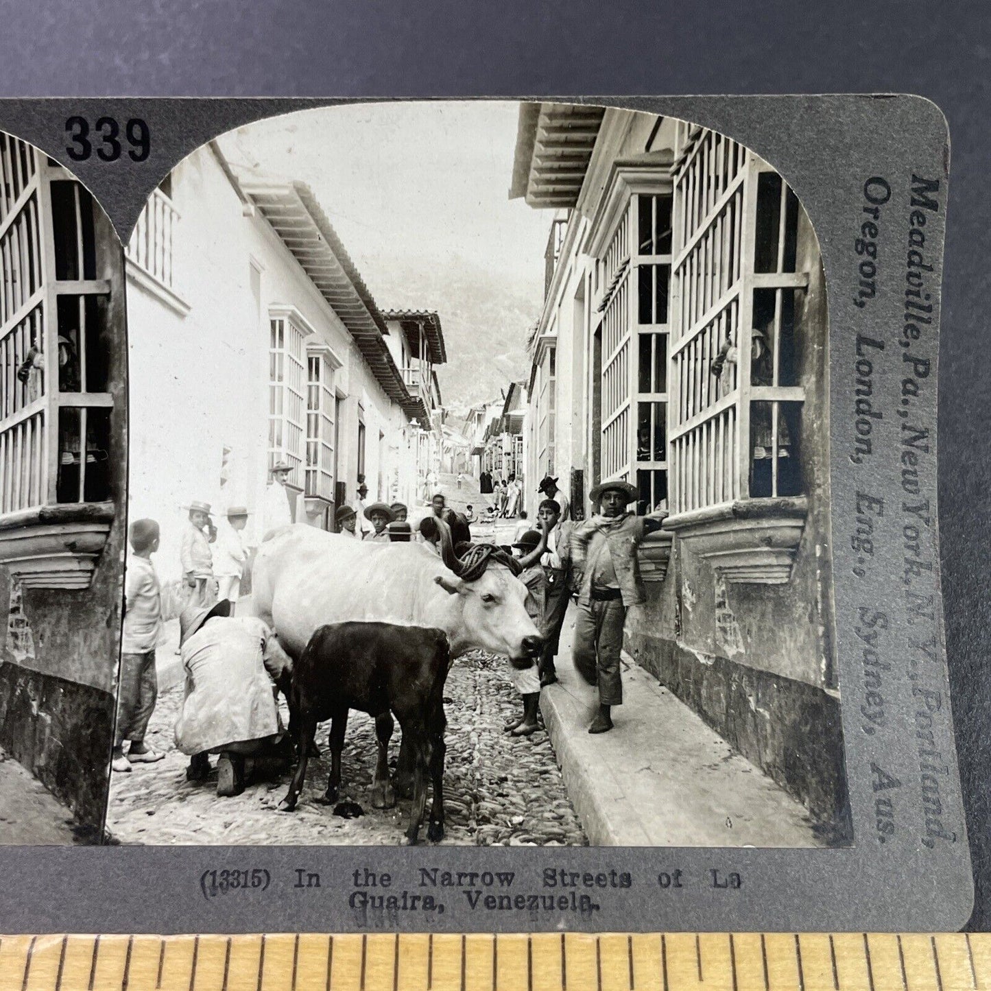 Antique 1910s The Streets Of La Guaira Venezuela Stereoview Photo Card P3763