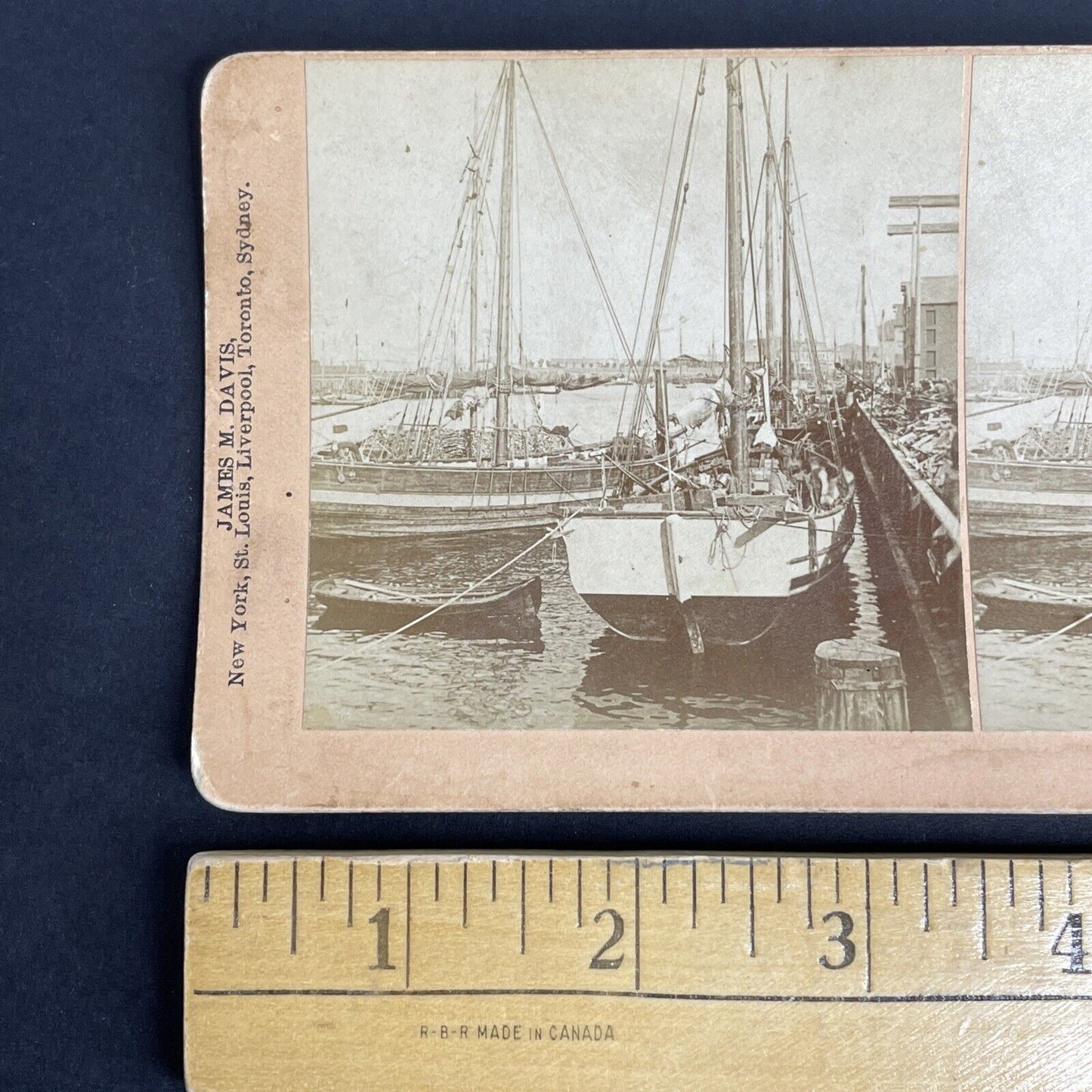 Antique 1898 Trondheim Norway Harbor Coastal Port Stereoview Photo Card PC979