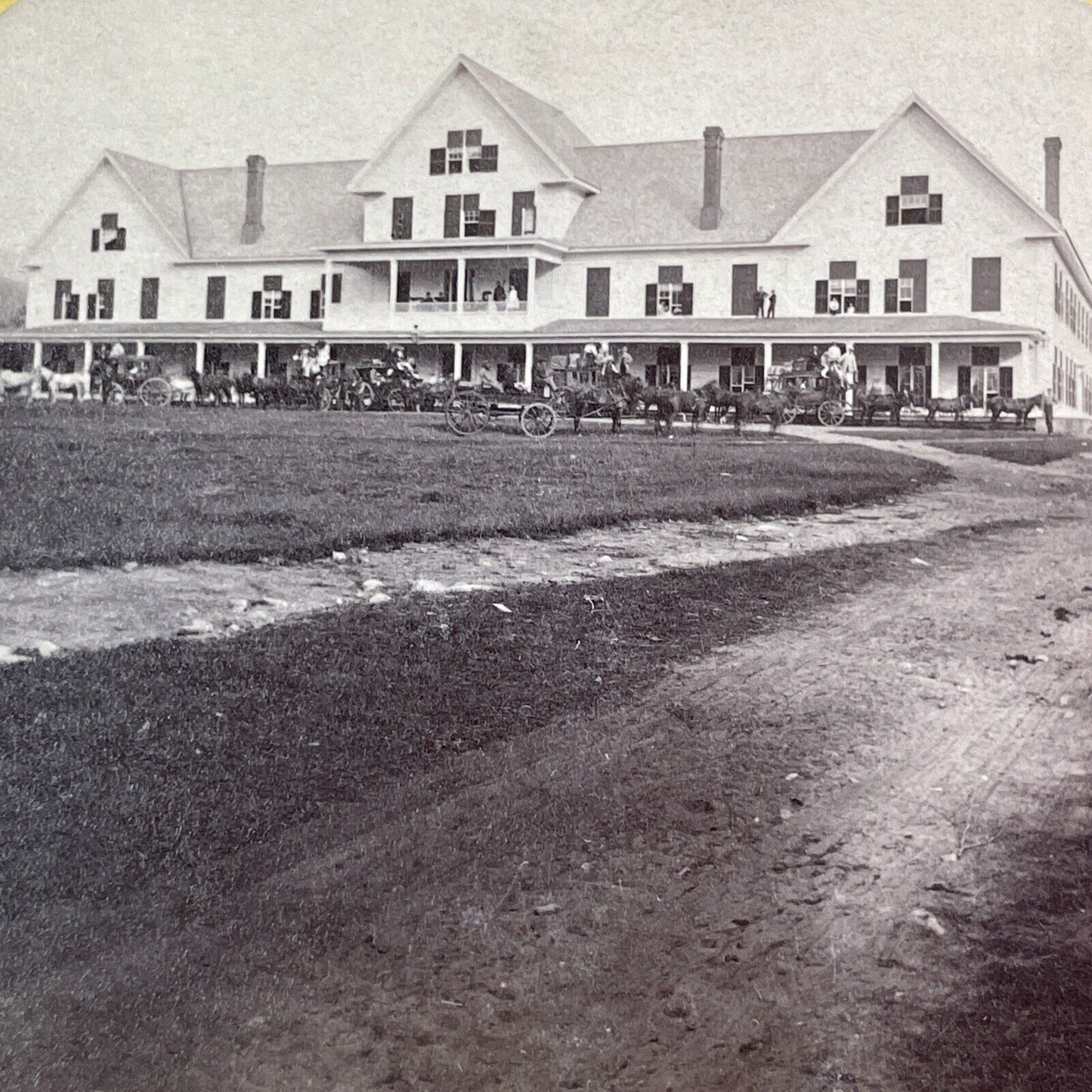 Crawford House Full With Guests Stereoview New Hampshire Antique c1870s Y865