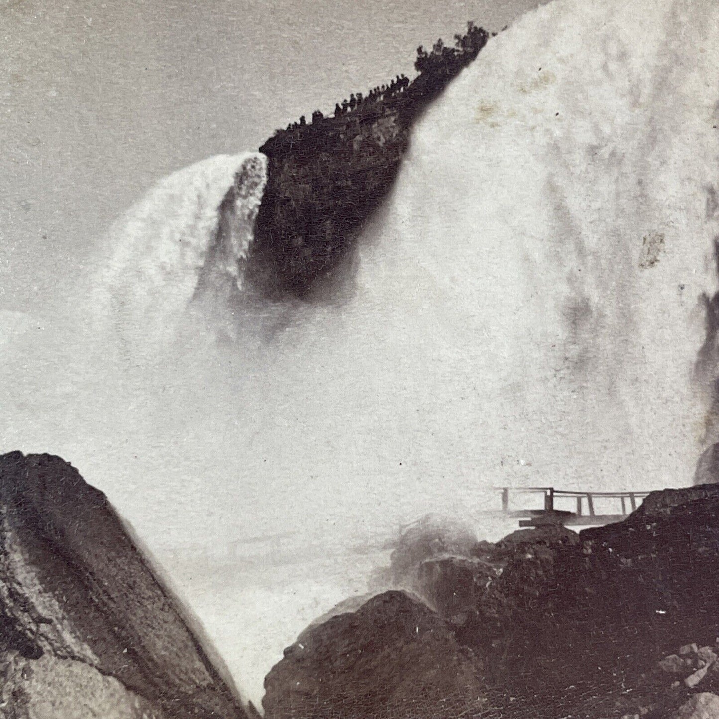 Niagara Falls American Side Stereoview George Barker Antique c1870s Y2502