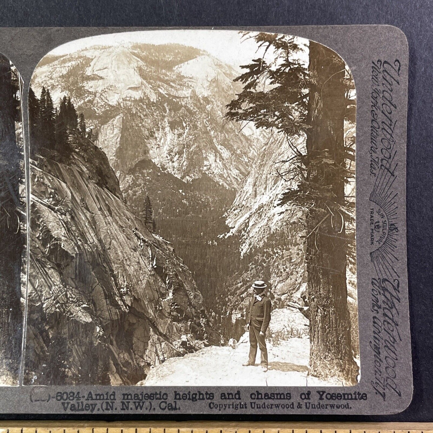 C.Q. Turner Exploring Yosemite Park California Stereoview Antique c1890s Y540