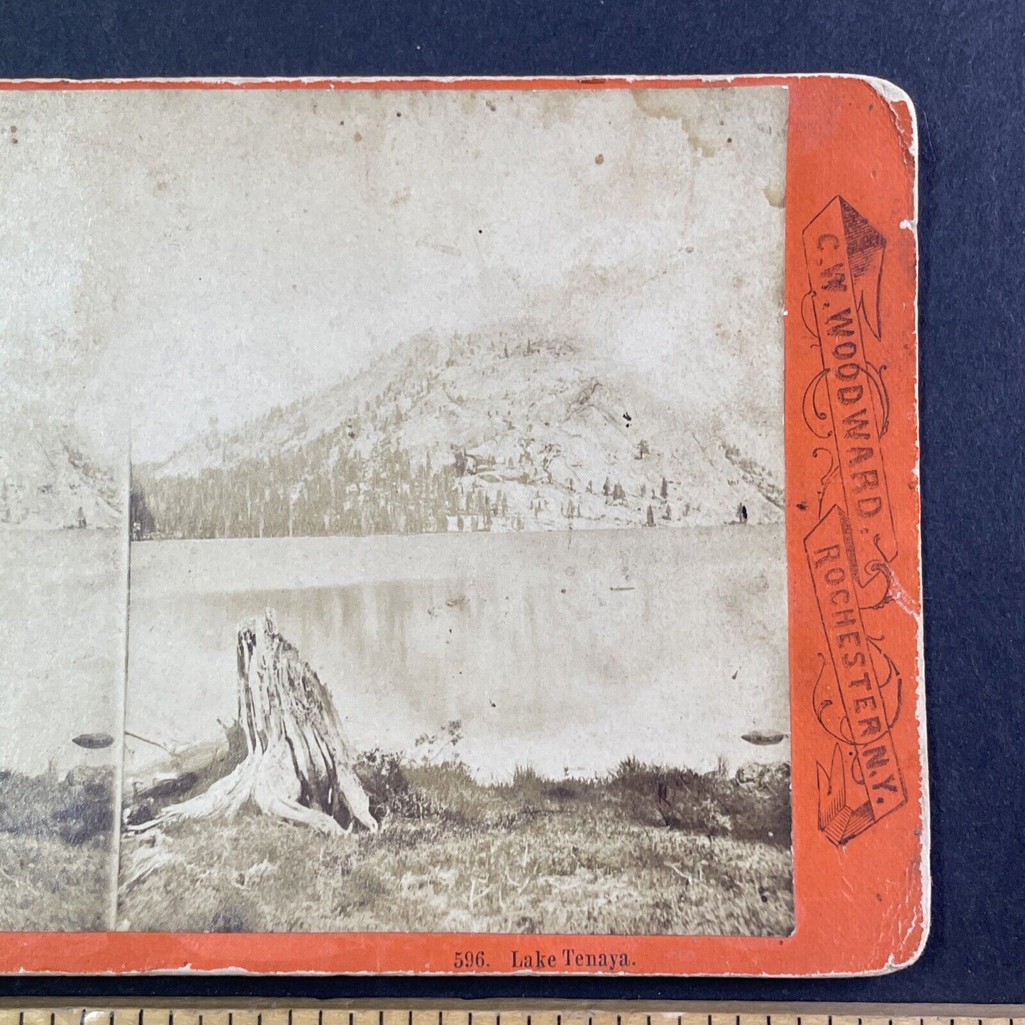 Lake Tenaya Yosemite California Stereoview C.W. Woodward Antique c1870 X3662