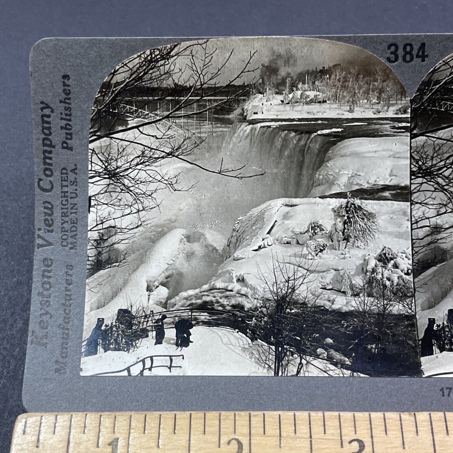 Antique 1910s Niagara Falls New York On Winter Stereoview Photo Card V2192