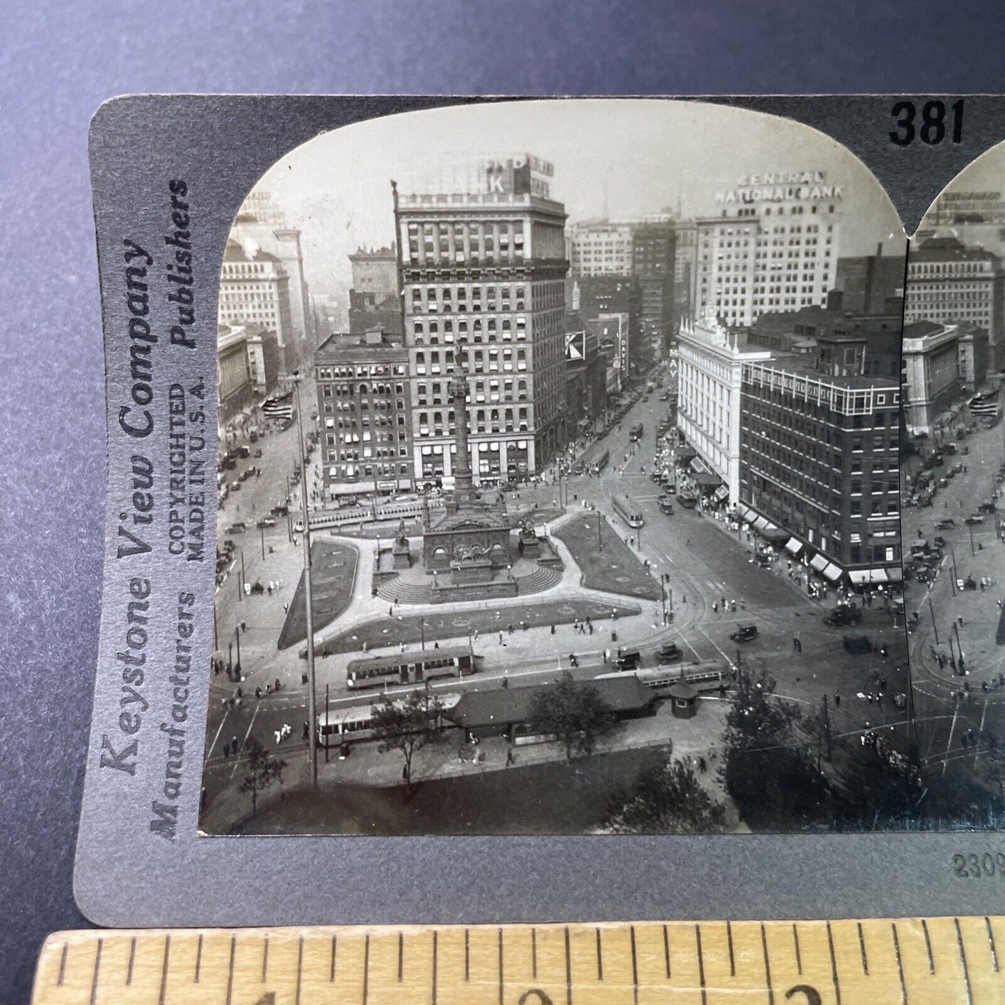 Antique 1920s Downtown Cleveland Ohio Stereoview Photo Card P3281