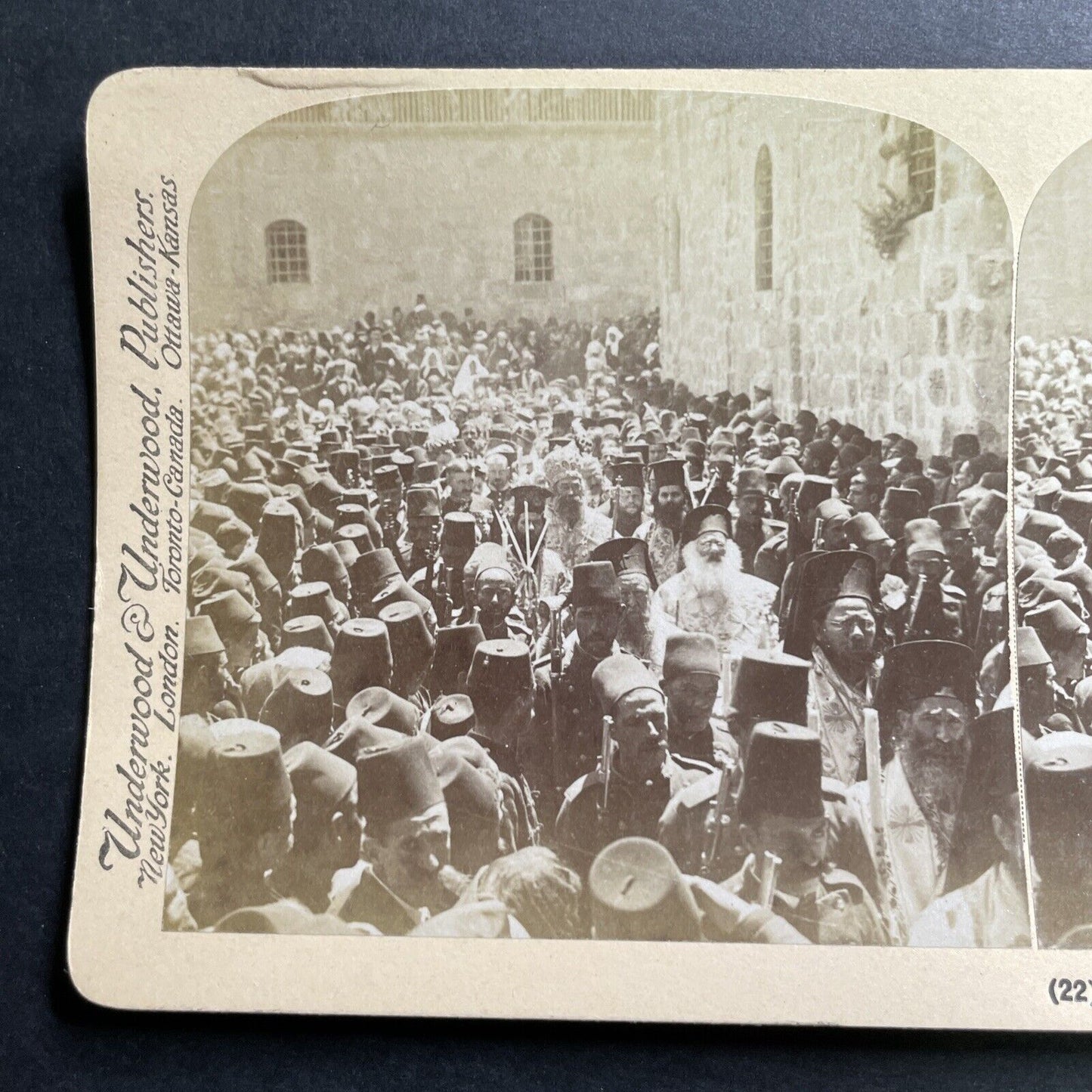 Antique 1900 Easter Procession Jerusalem Israel Stereoview Photo Card P1382