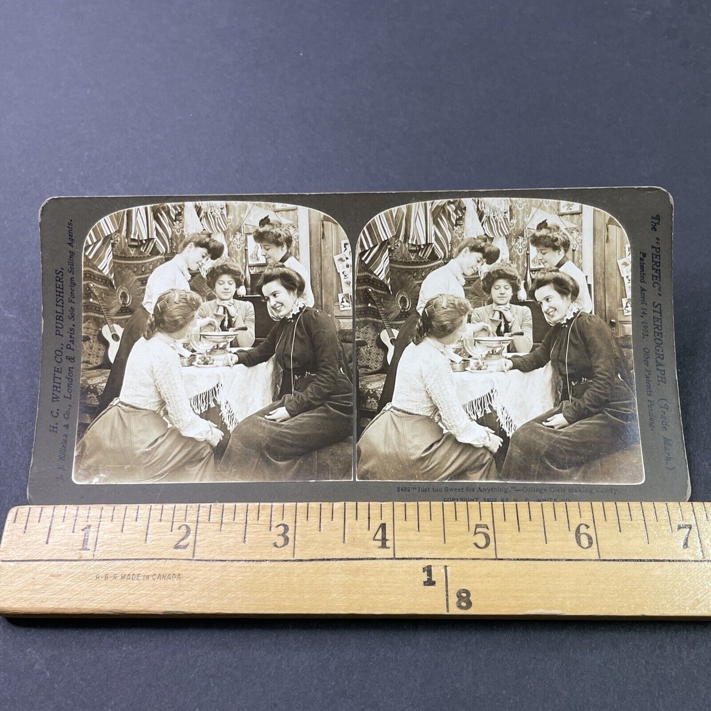 Antique 1902 College Girls Make Candy In Dorm Stereoview Photo Card P2913