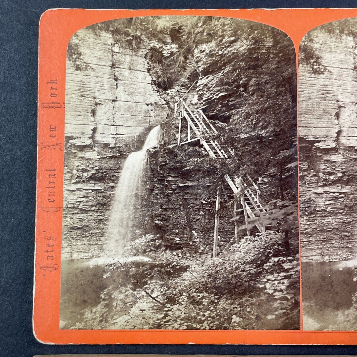 Watkins Glen Eagle Cliff New York Stereoview George F. Gates c1865 Y1825