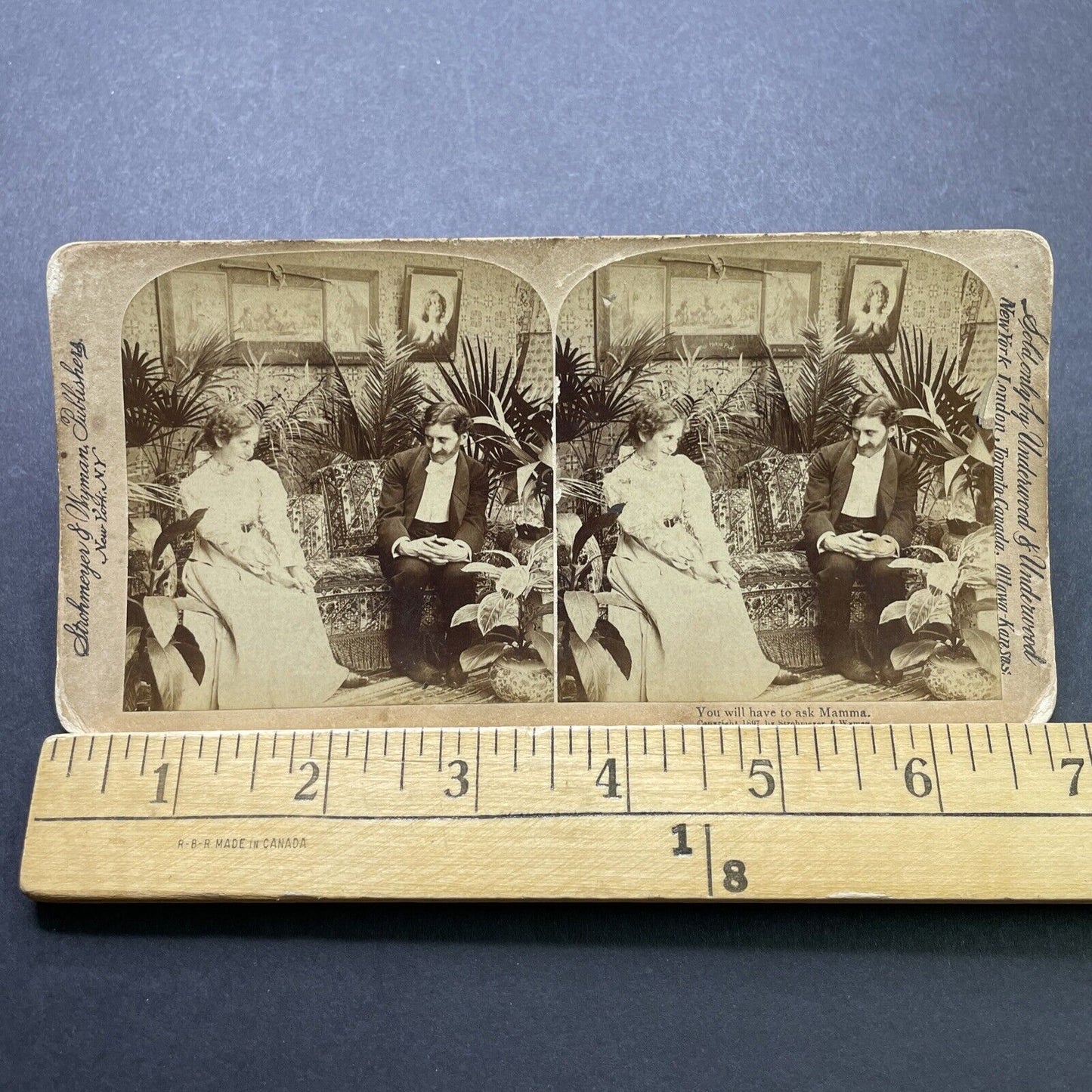 Antique 1897 Man And Woman Falling In Love Stereoview Photo Card P2414