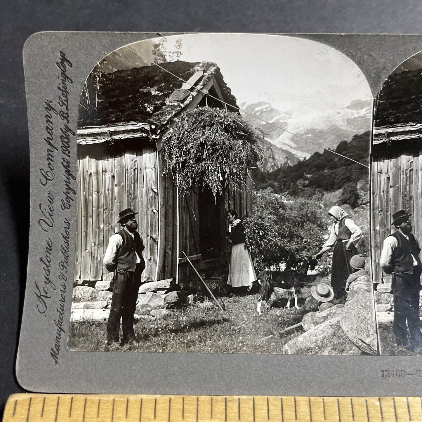 Antique 1903 A Mountain Zip Line Zipline Norway Stereoview Photo Card P5107