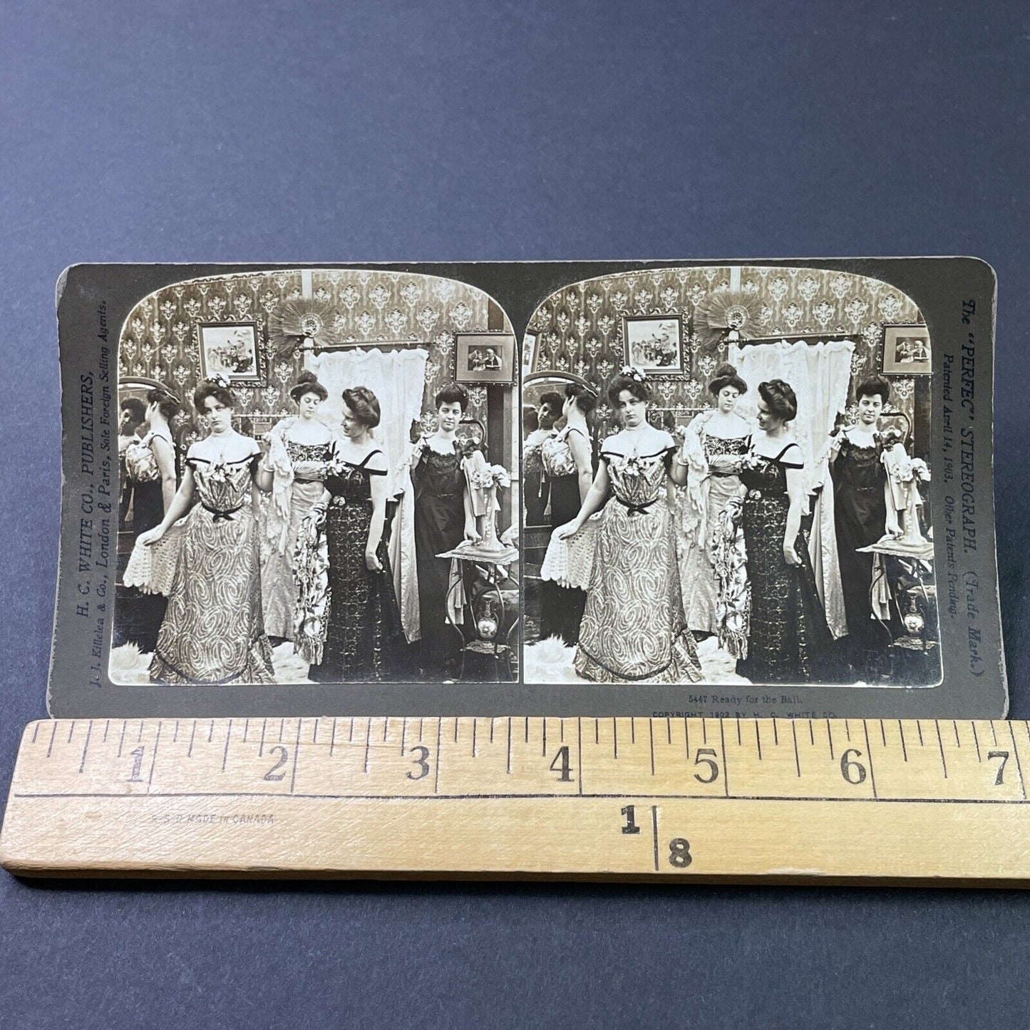 Antique 1902 Women Get Dressed For Fancy Ball Stereoview Photo Card P2924