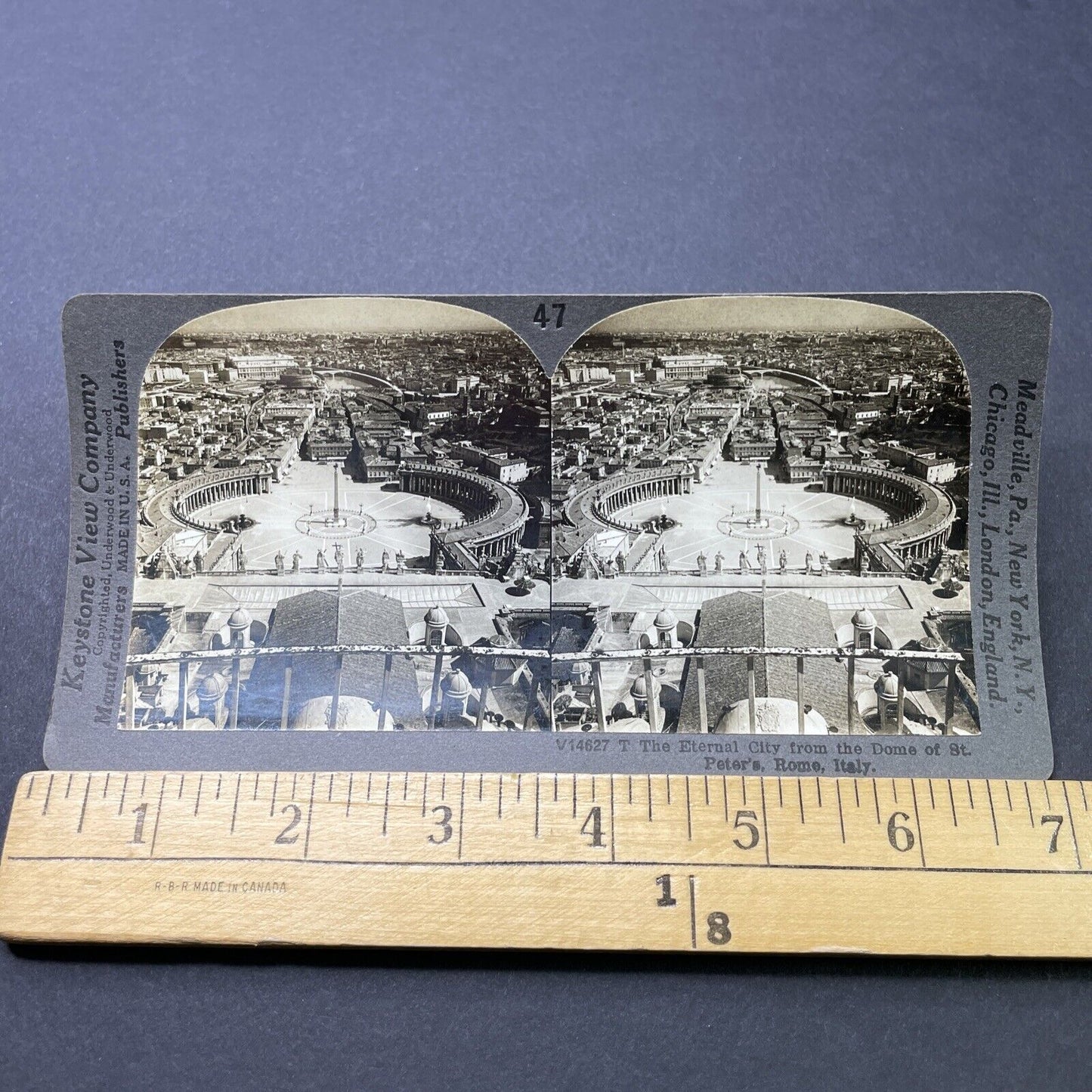 Antique 1910s Aerial View Of The City Of Rome Italy Stereoview Photo Card P2727