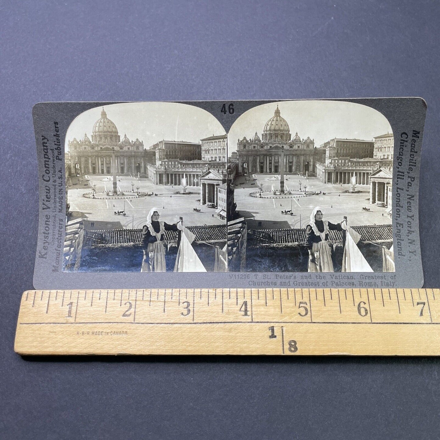 Antique 1910s Young Maid Servant Rome Italy Stereoview Photo Card P2801