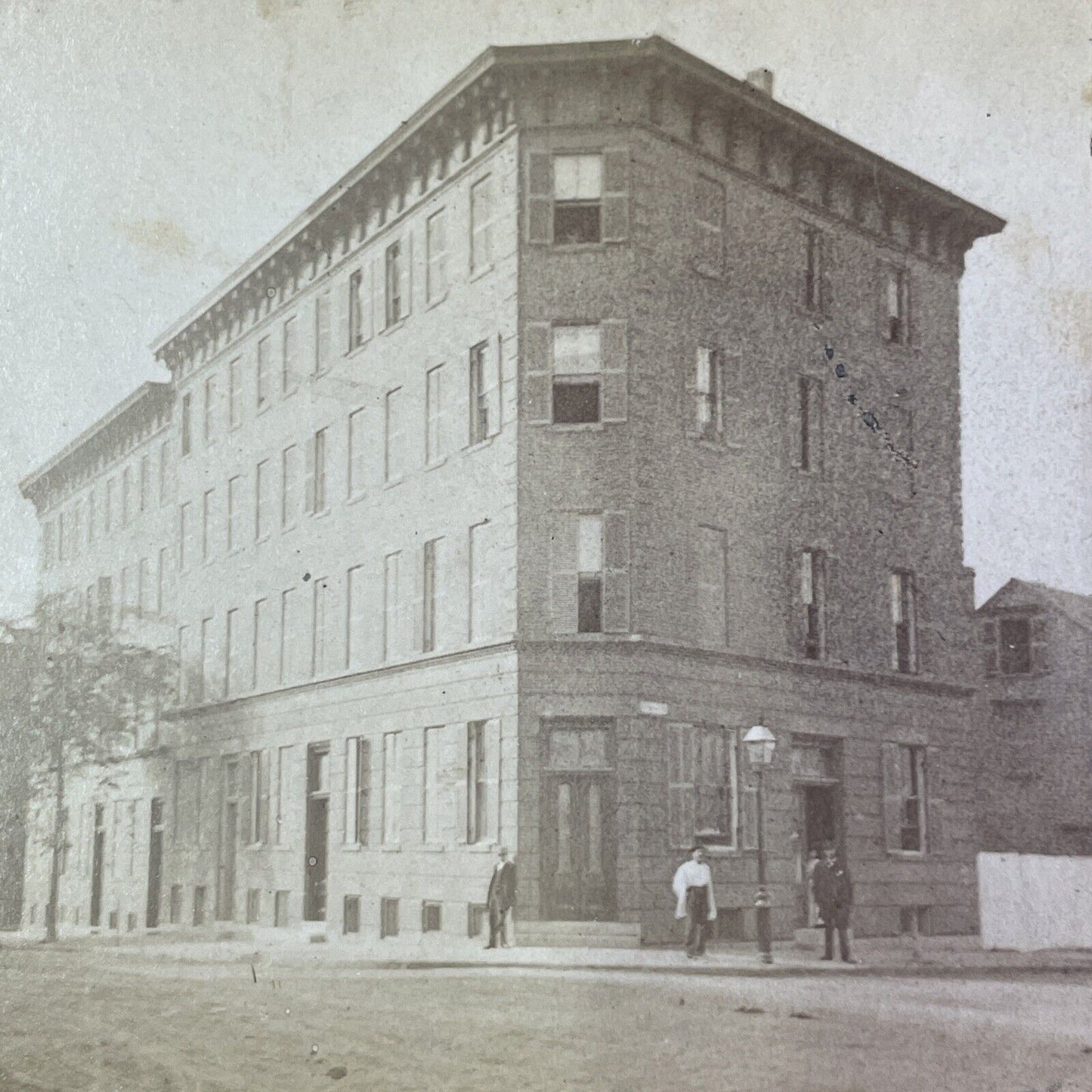 H.E. Sharp's Photography Studio 35 Hanover Street Boston Stereoview c1867 X1925